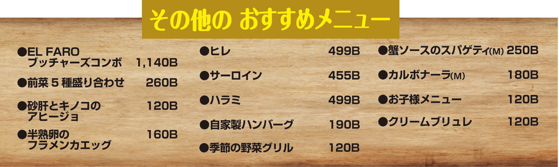 その他のメニュー